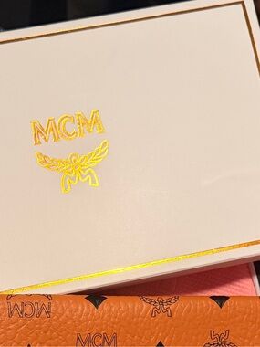 MCM Orange Logo-Print Envelope Card Case